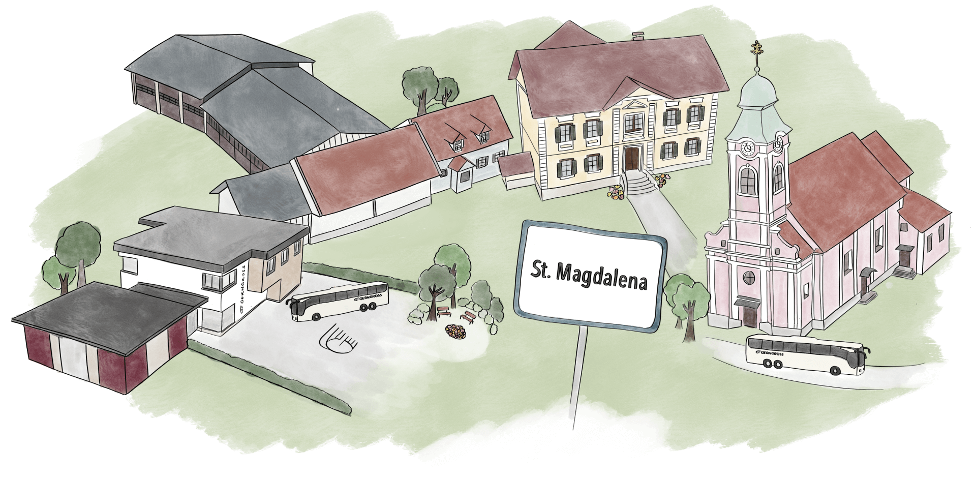 Illustration Gerngross St. Magdalena Handgezeichnet